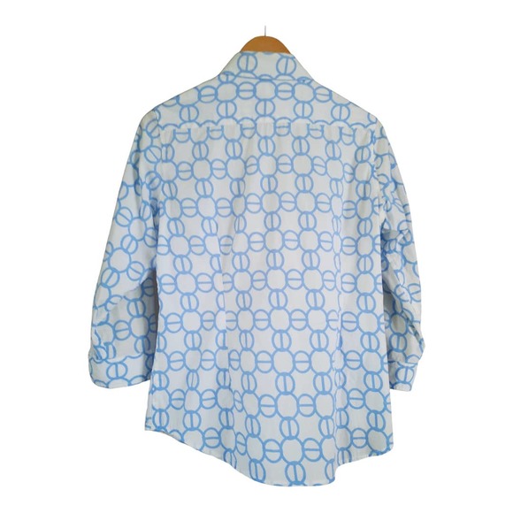 Cape Madras Womens Blue White Button Down Blouse Size Medium - Picture 2 of 5